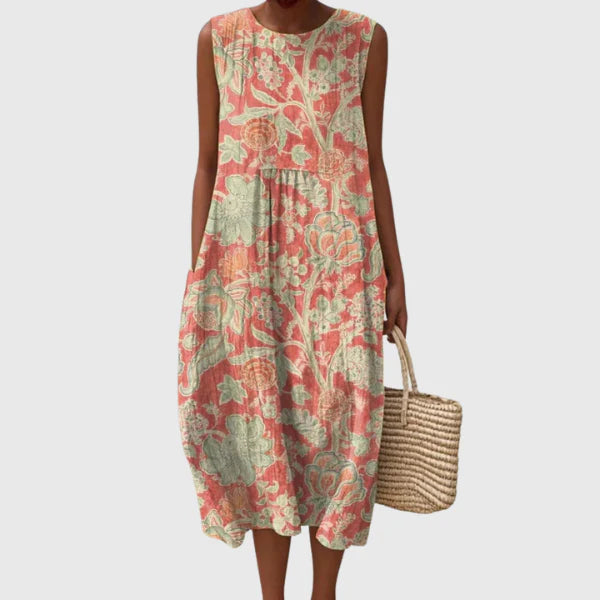 Flowy Printed Midi Dress – Lightweight & Effortless Style