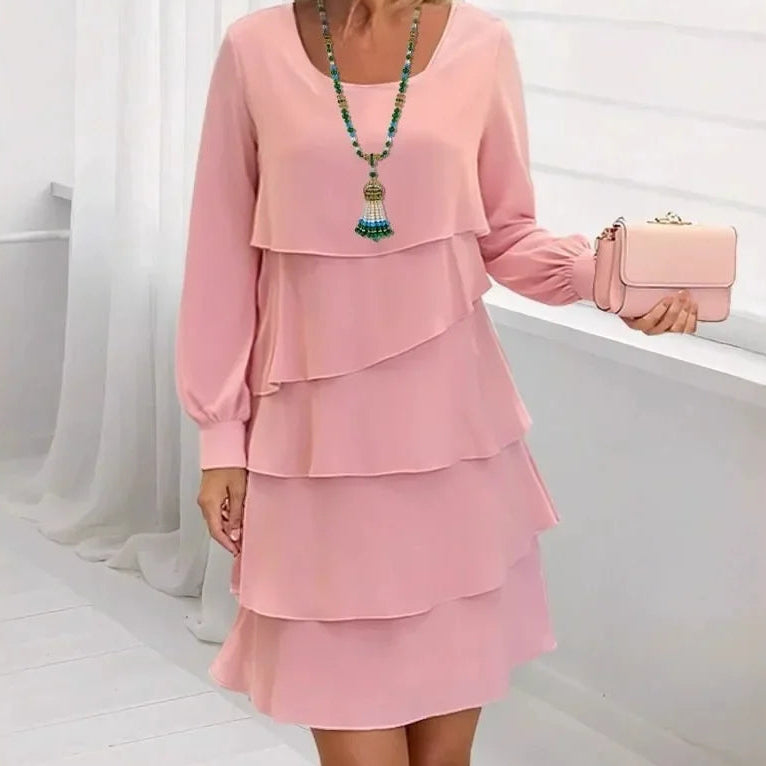 Margaret | Elegant Comfort Ruffle Dress Long Sleeve