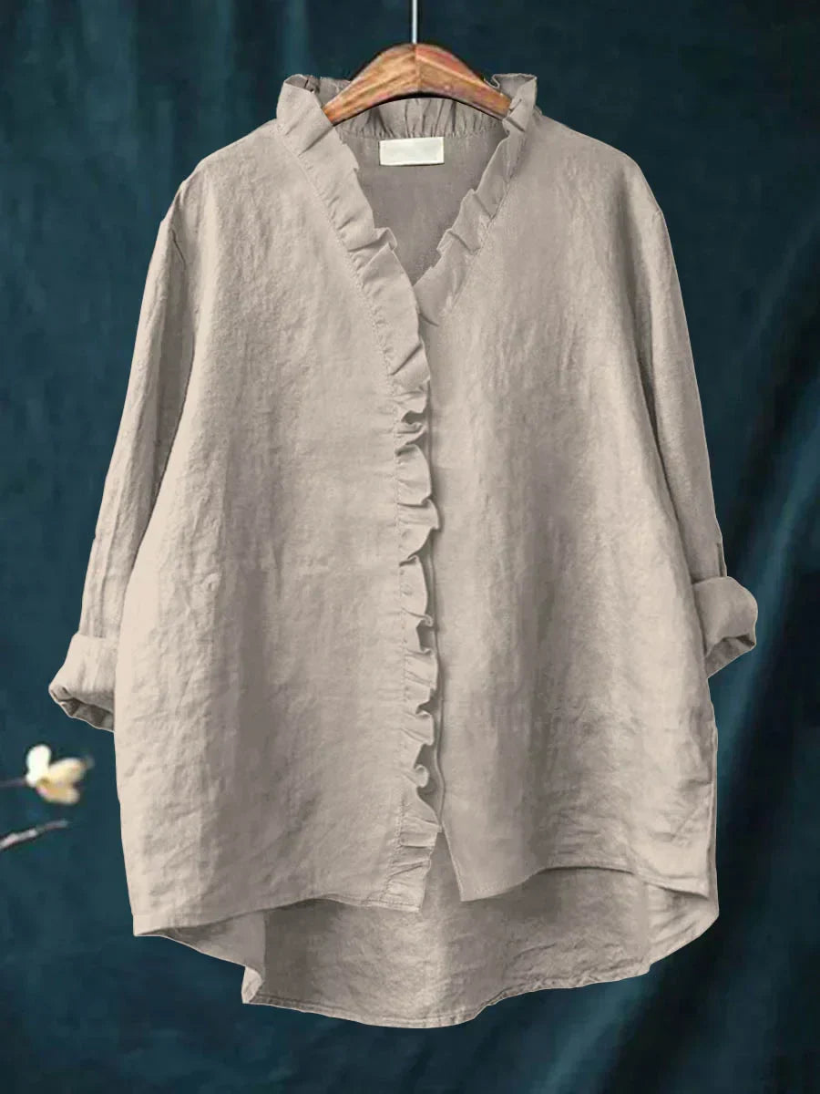 Aveline | Cotton & Linen Ruffle Shirt