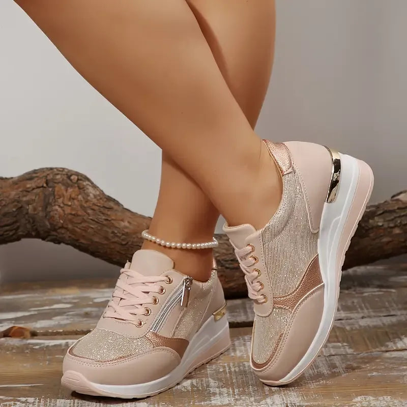 New orthopedic sneakers for women with laces and a side zipper