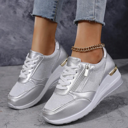 New orthopedic sneakers for women with laces and a side zipper