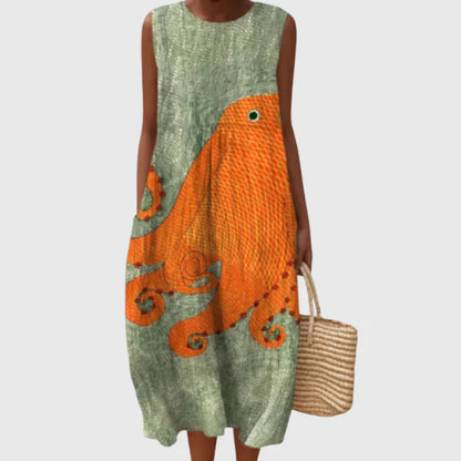 Flowy Printed Midi Dress – Lightweight & Effortless Style