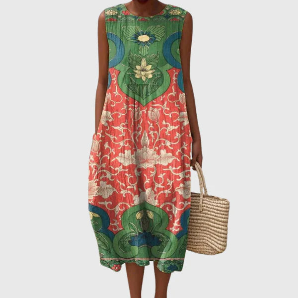 Flowy Printed Midi Dress – Lightweight & Effortless Style