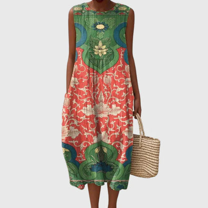 Flowy Printed Midi Dress – Lightweight & Effortless Style