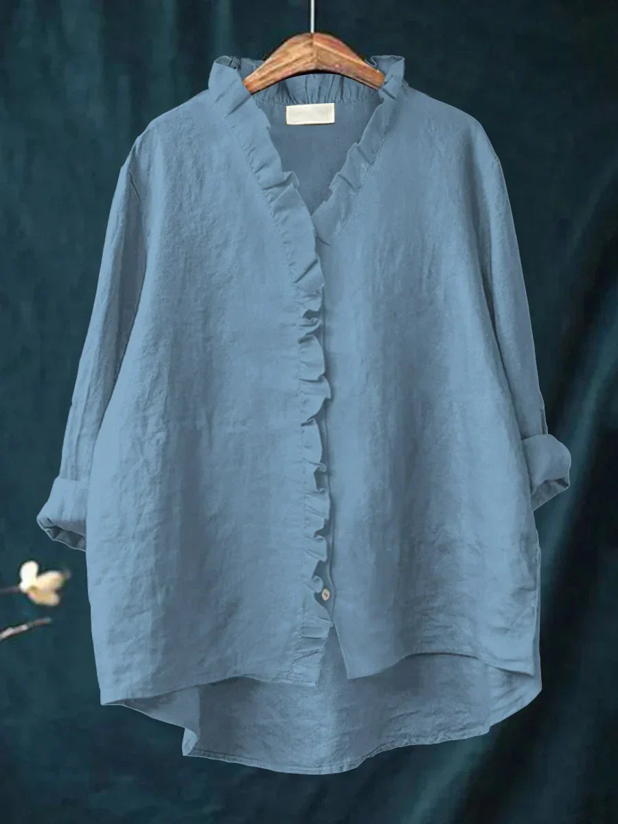 Aveline | Cotton & Linen Ruffle Shirt