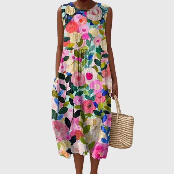 Flowy Printed Midi Dress – Lightweight & Effortless Style