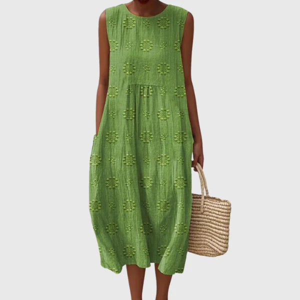 Flowy Printed Midi Dress – Lightweight & Effortless Style