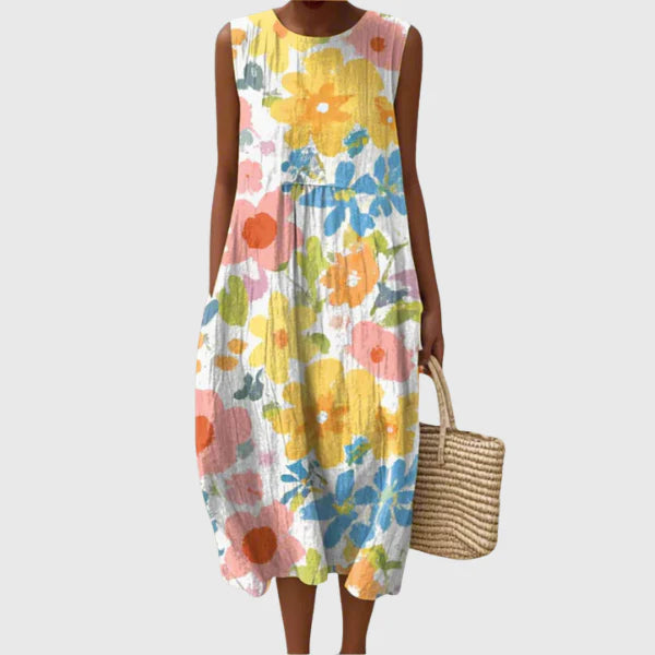Flowy Printed Midi Dress – Lightweight & Effortless Style