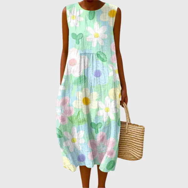 Flowy Printed Midi Dress – Lightweight & Effortless Style