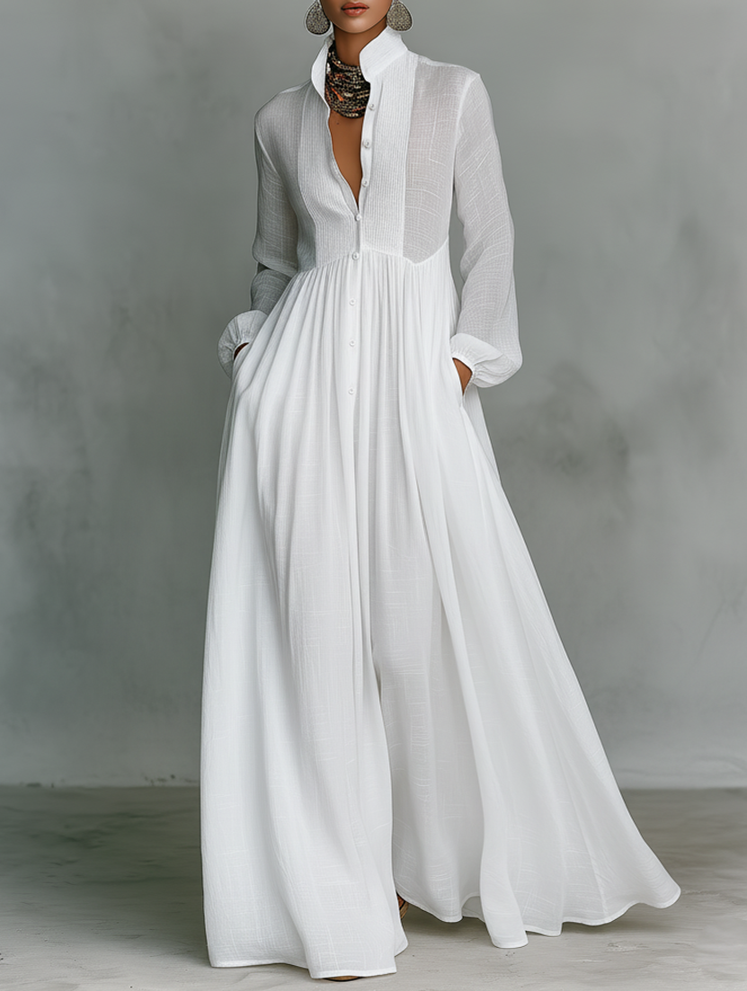 Amelia – An elegant maxi dress with buttons