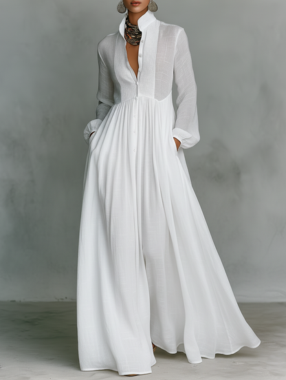 Amelia – An elegant maxi dress with buttons