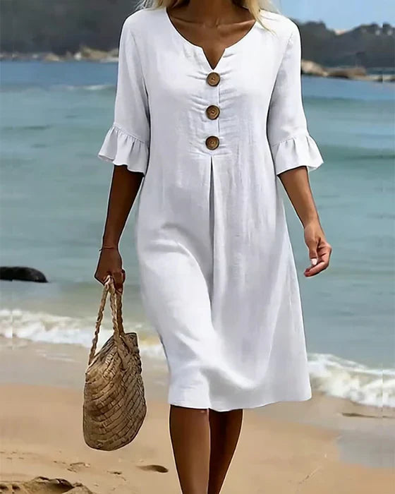 Breezy Button Detail Summer Dress – Light & Effortless