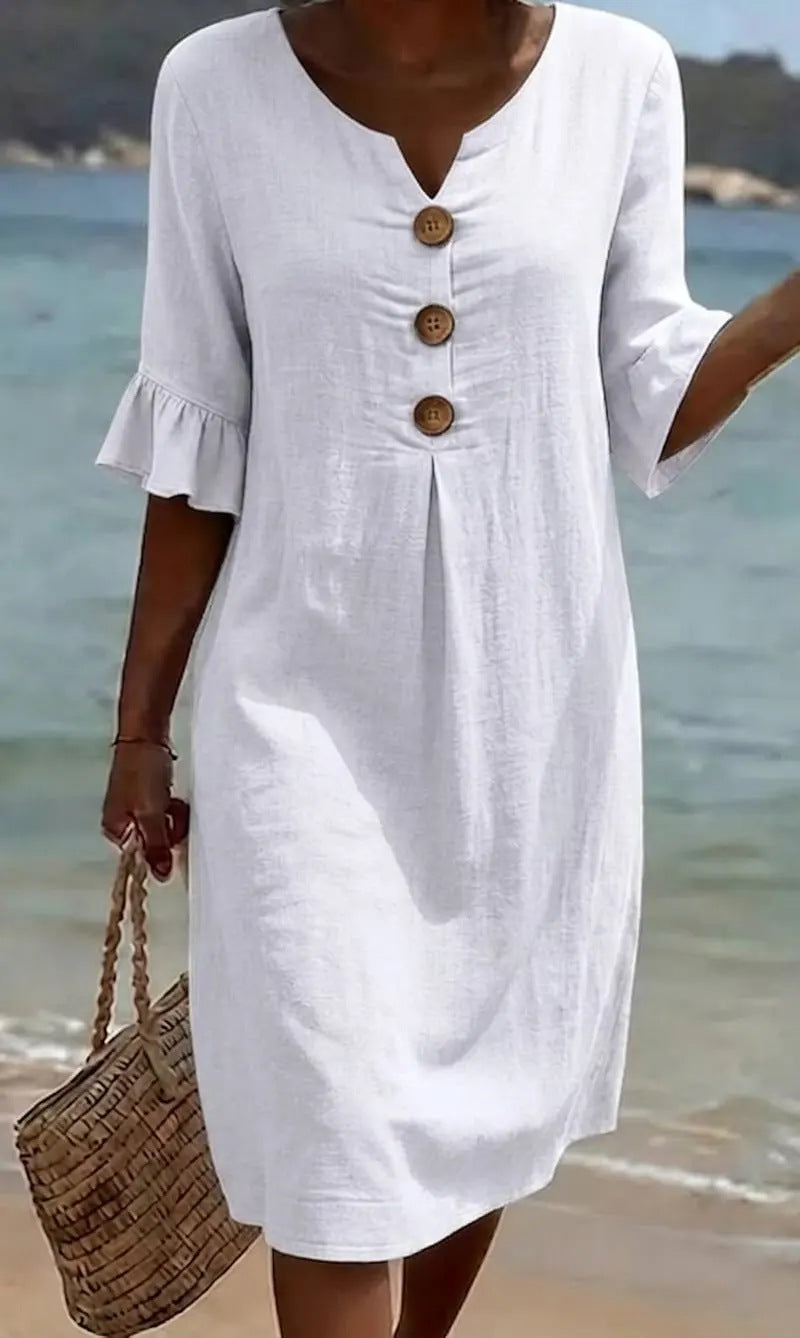 Breezy Button Detail Summer Dress – Light & Effortless
