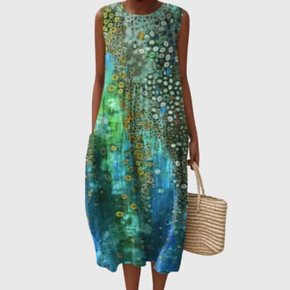 Flowy Printed Midi Dress – Lightweight & Effortless Style