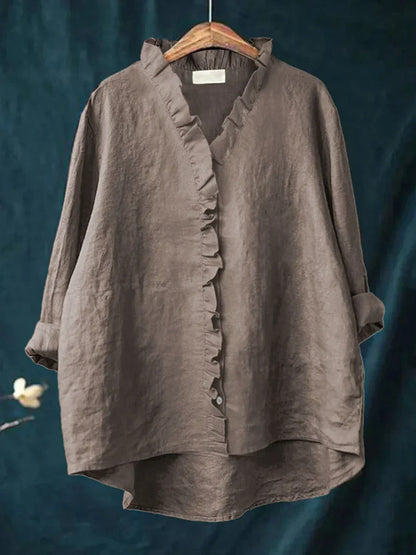 Aveline | Cotton & Linen Ruffle Shirt