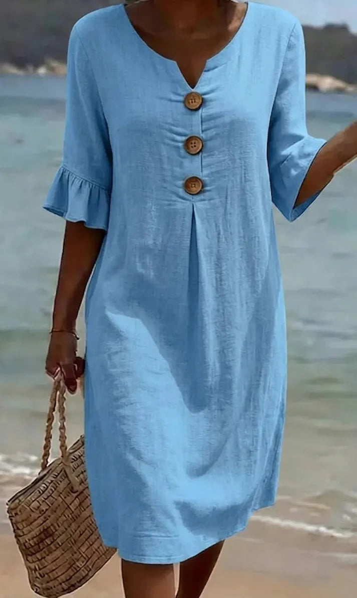Breezy Button Detail Summer Dress – Light & Effortless