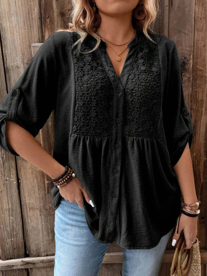 Aveline – Blouse with a V-neck and buttons