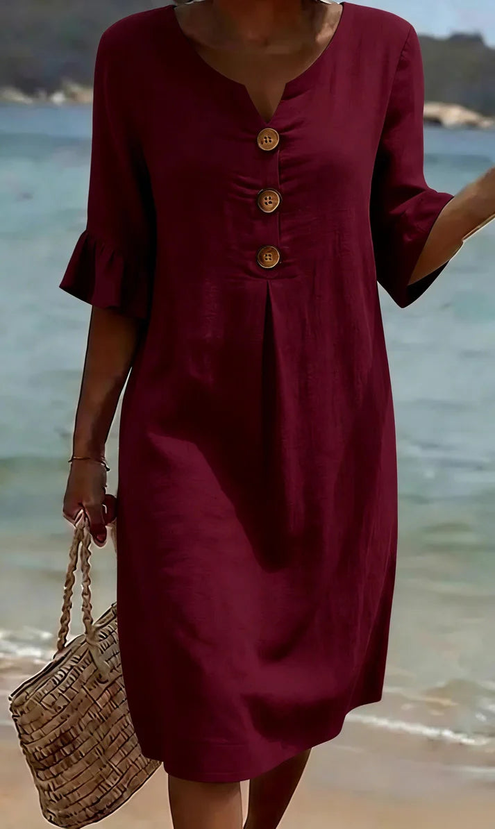 Breezy Button Detail Summer Dress – Light & Effortless