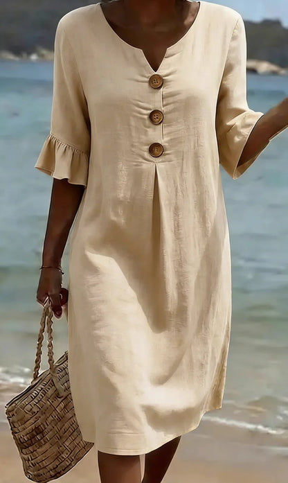 Breezy Button Detail Summer Dress – Light & Effortless