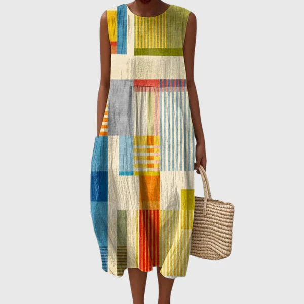 Flowy Printed Midi Dress – Lightweight & Effortless Style
