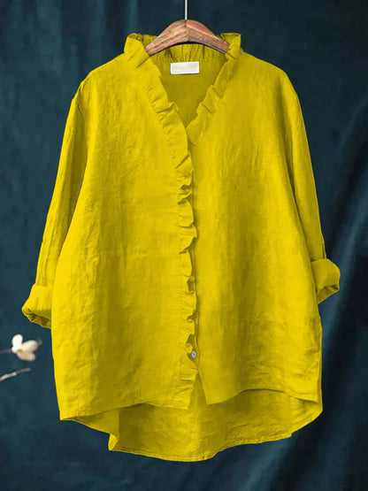 Aveline | Cotton & Linen Ruffle Shirt