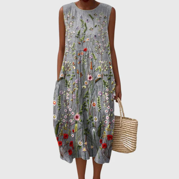 Flowy Printed Midi Dress – Lightweight & Effortless Style