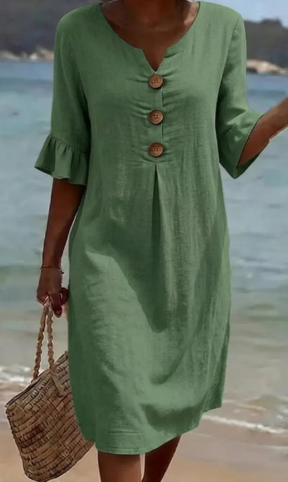 Breezy Button Detail Summer Dress – Light & Effortless