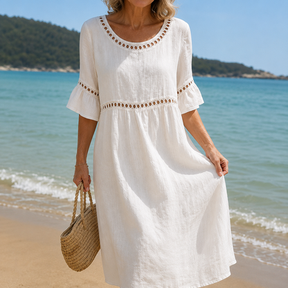 Aveline | Long Linen Dress with Flat-Tummy Effect