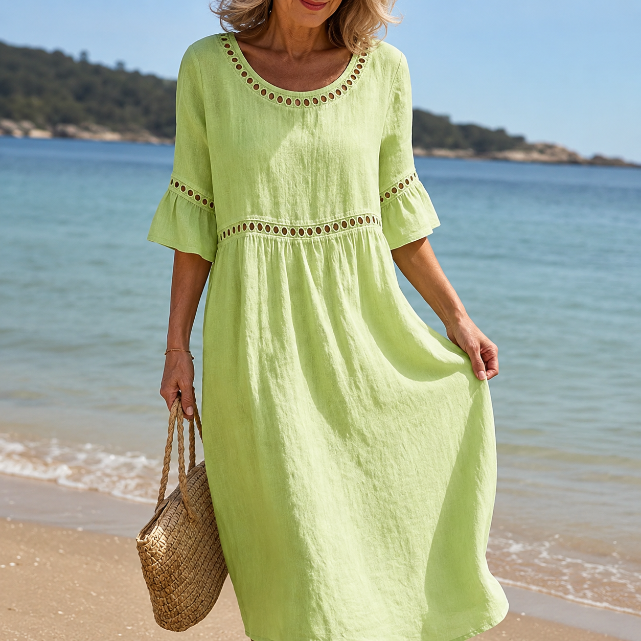 Aveline | Long Linen Dress with Flat-Tummy Effect