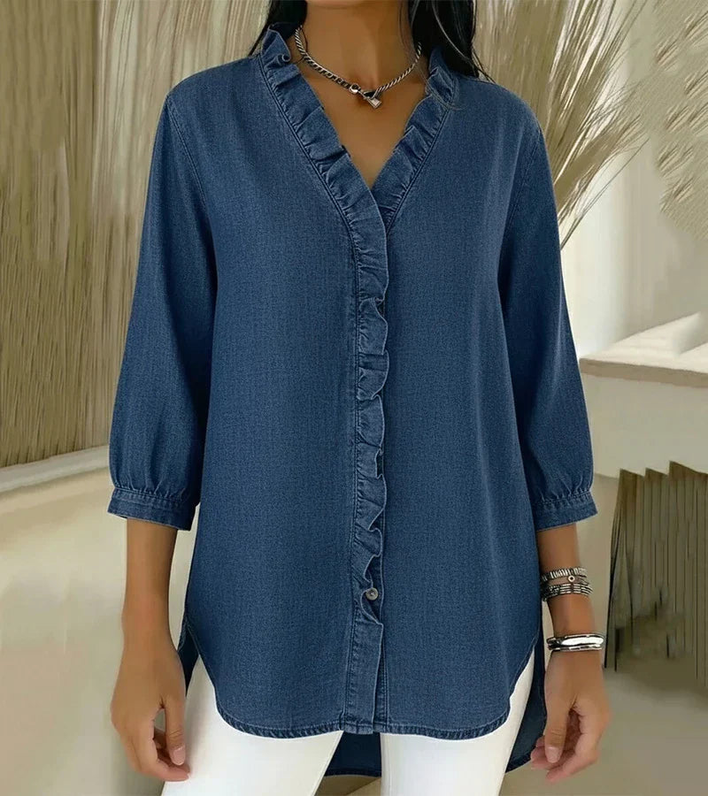 Adele | V-neck blouse with ruffles