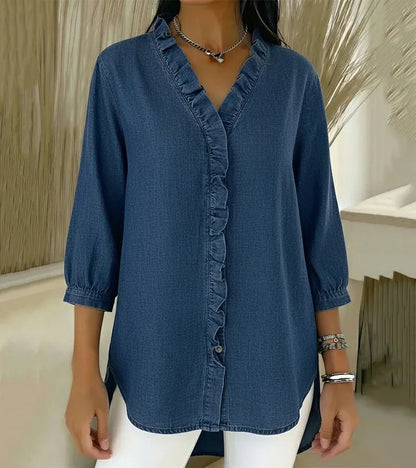 Adele | V-neck blouse with ruffles