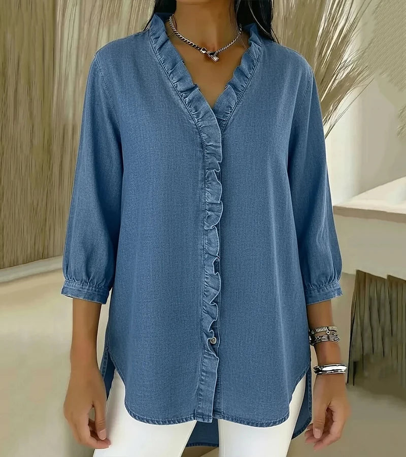 Adele | V-neck blouse with ruffles