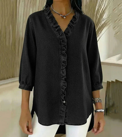 Adele | V-neck blouse with ruffles