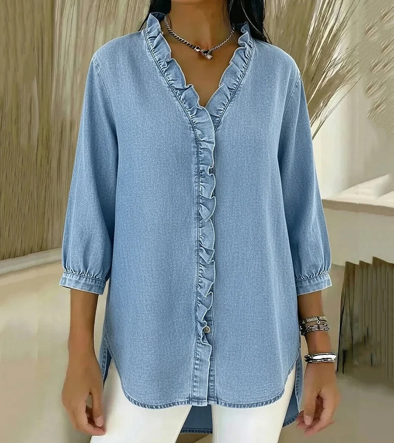 Adele | V-neck blouse with ruffles