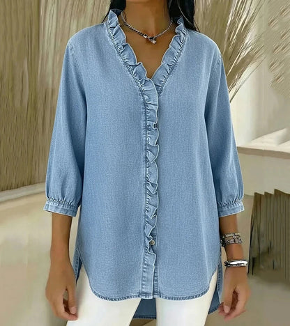 Adele | V-neck blouse with ruffles