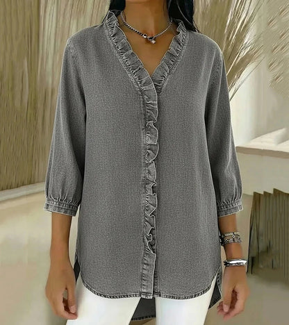 Adele | V-neck blouse with ruffles