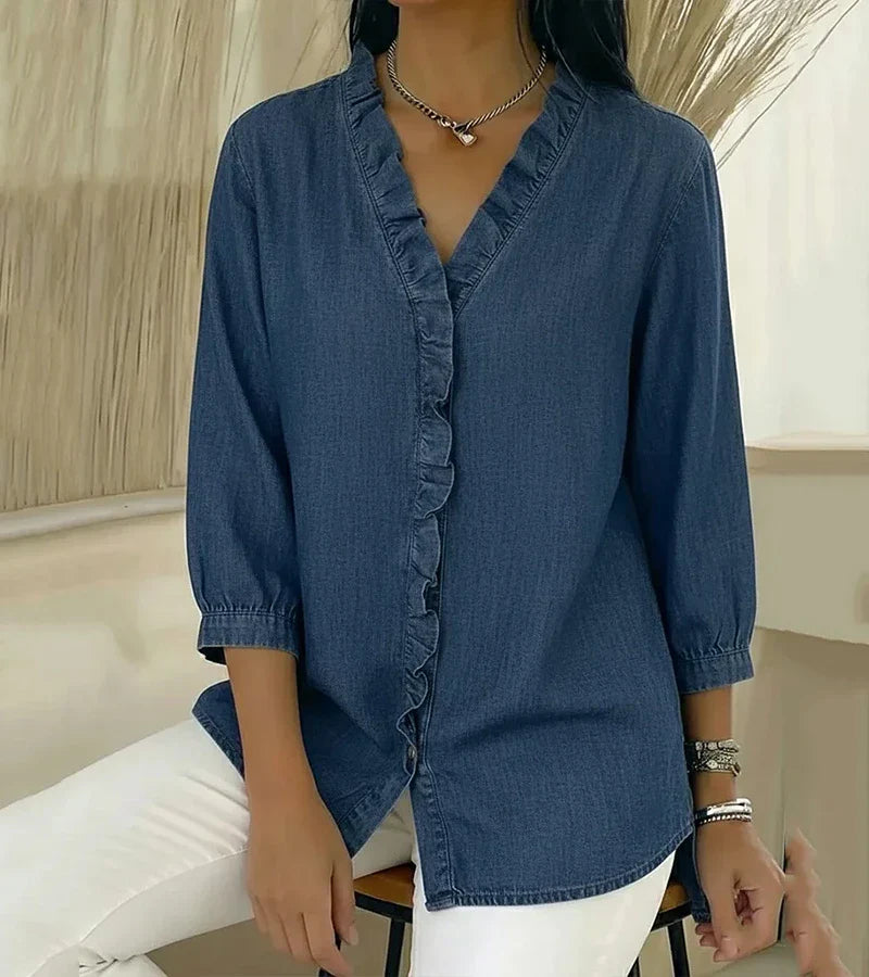 Adele | V-neck blouse with ruffles