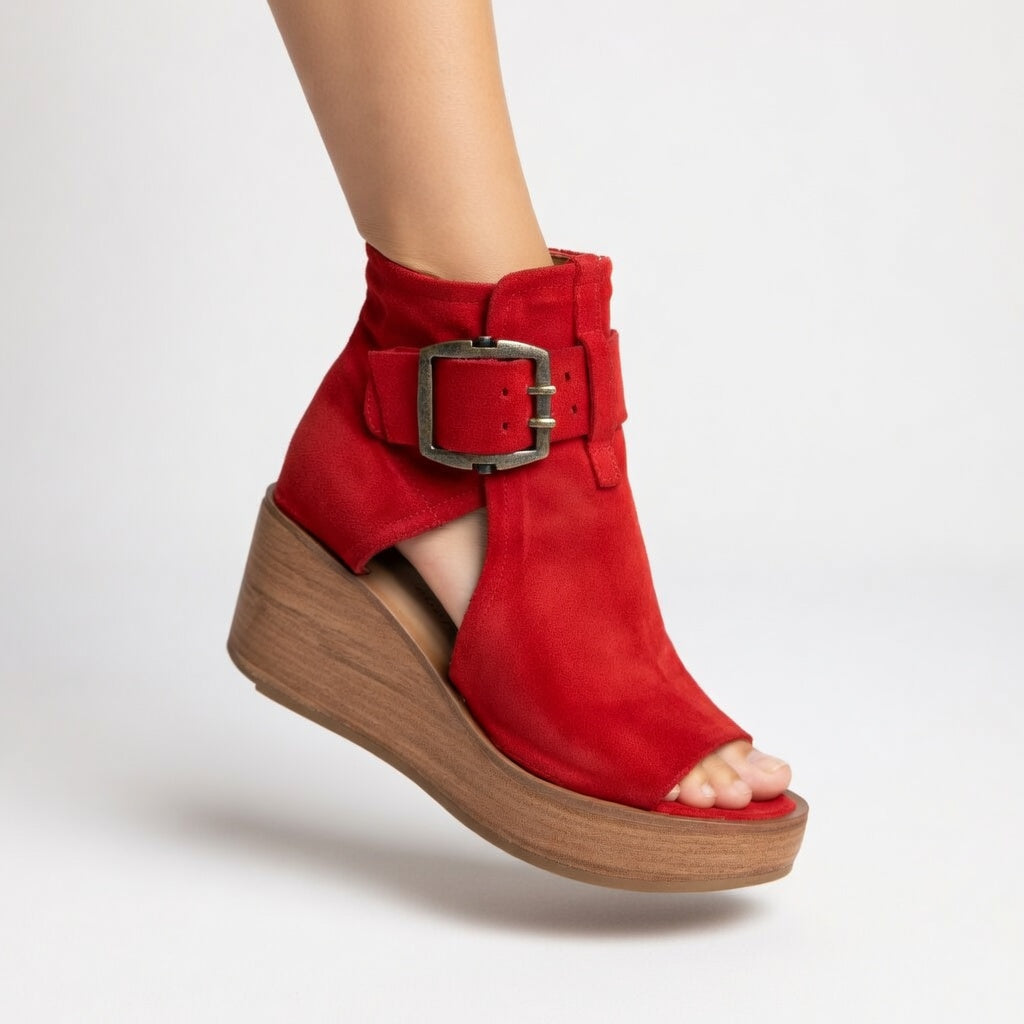 Aveline™ – Open-toe ankle boots with a wedge heel in a modern style