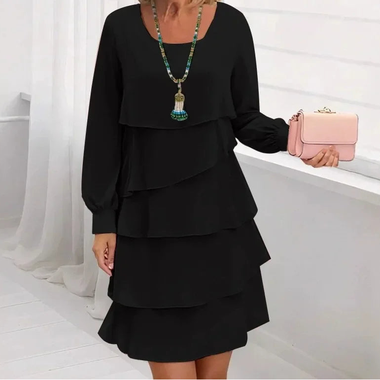 Margaret | Elegant Comfort Ruffle Dress Long Sleeve