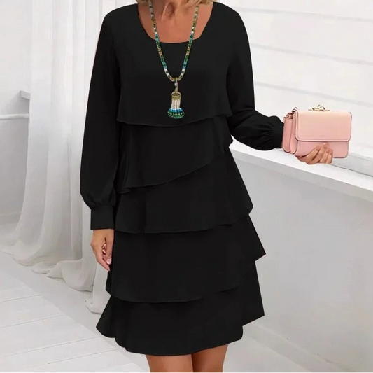 Margaret | Elegant Comfort Ruffle Dress Long Sleeve