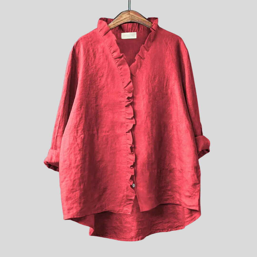 Aveline | Cotton & Linen Ruffle Shirt