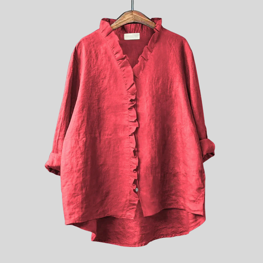 Aveline | Cotton & Linen Ruffle Shirt