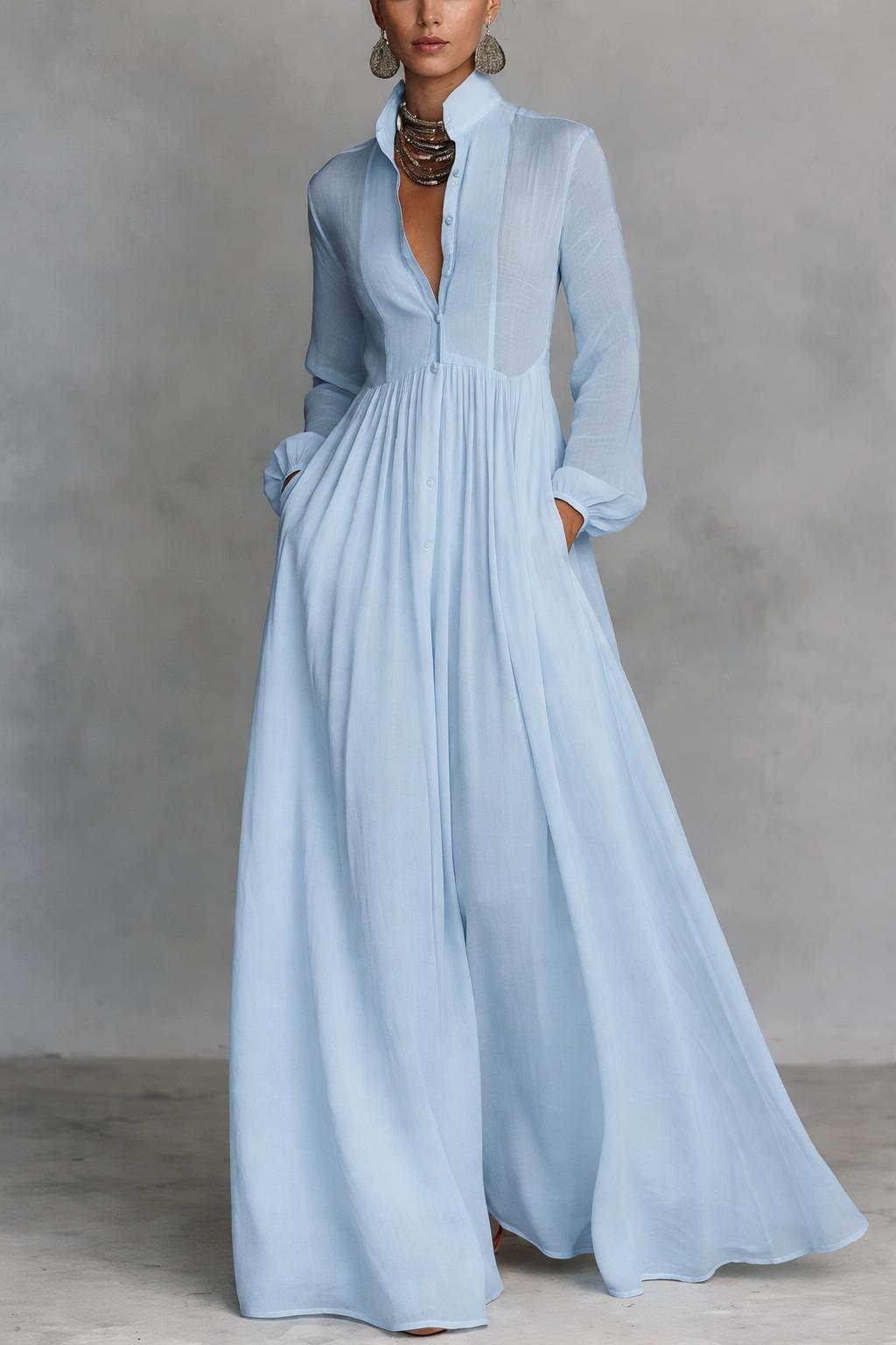 Amelia – An elegant maxi dress with buttons