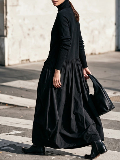 Harper | Oversized High-Neck Maxi Dress with Pockets
