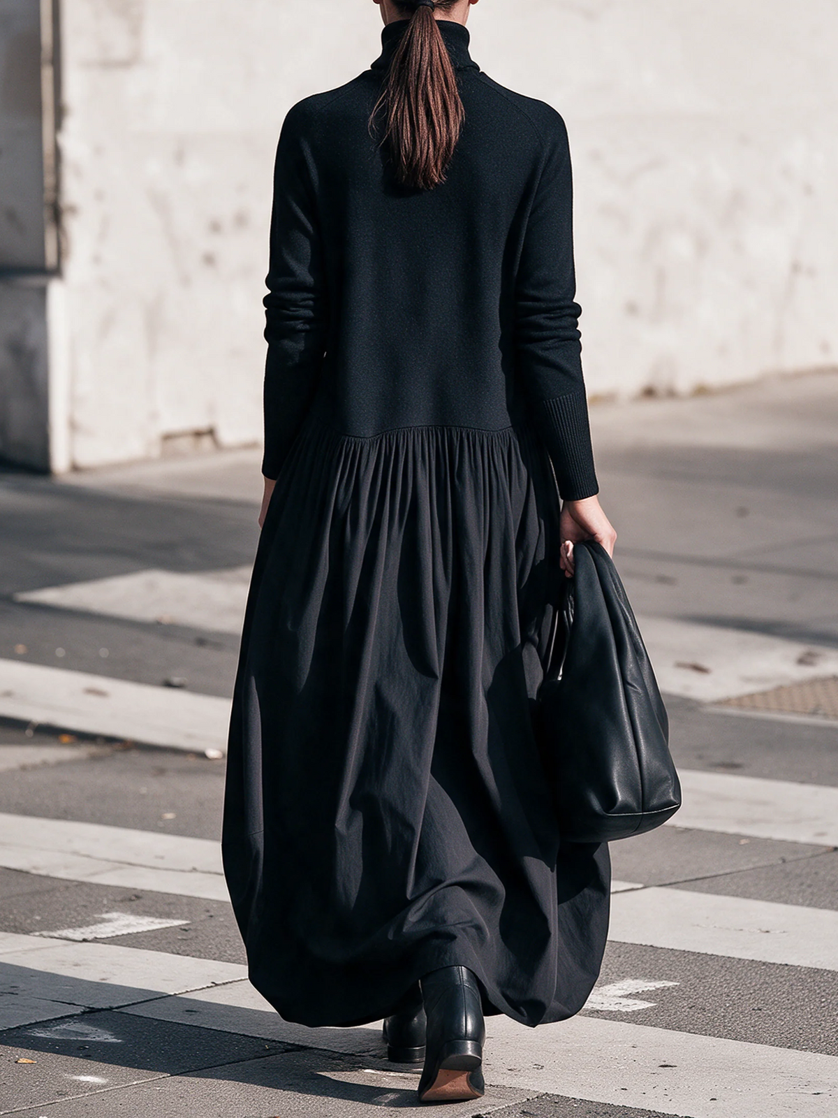 Harper | Oversized High-Neck Maxi Dress with Pockets