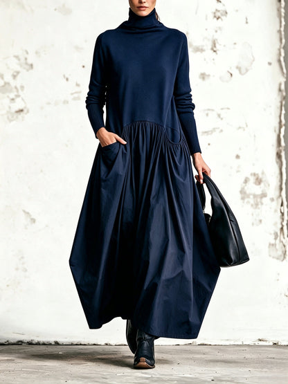 Harper | Oversized High-Neck Maxi Dress with Pockets