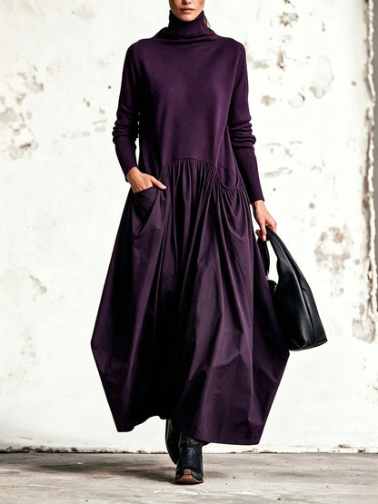 Harper | Oversized High-Neck Maxi Dress with Pockets