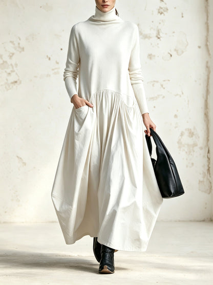 Harper | Oversized High-Neck Maxi Dress with Pockets
