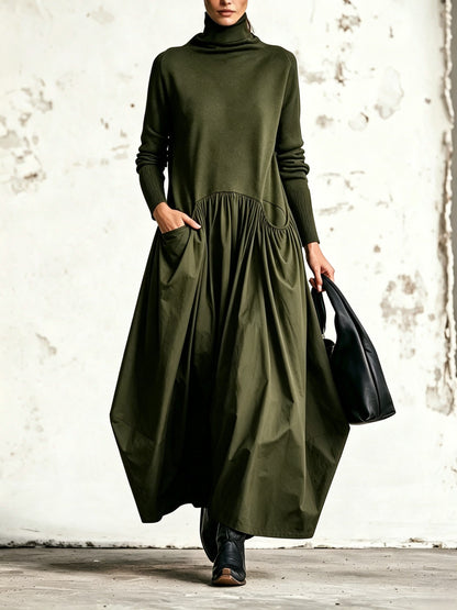 Harper | Oversized High-Neck Maxi Dress with Pockets