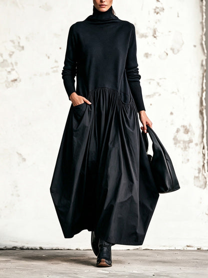 Harper | Oversized High-Neck Maxi Dress with Pockets